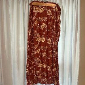 American Eagle Outfitters Floral Brown Midi Skirt